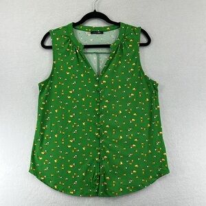 Papermoon (Stitch Fix) Women’s Top/Blouse Sz L Green V-neck Button Front NWOT
